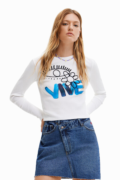 Camiseta Vive cropped