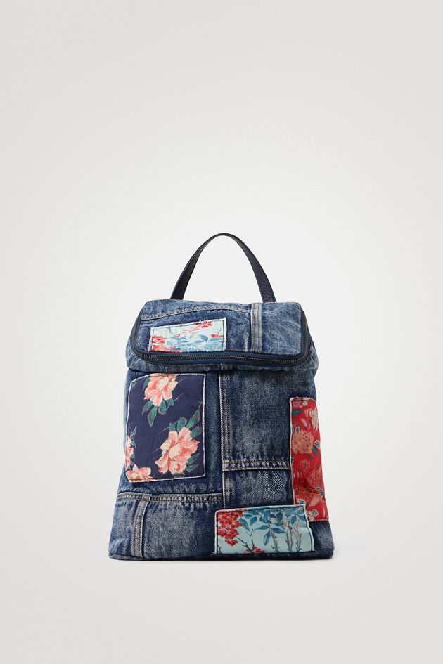 Denim patches backpack
