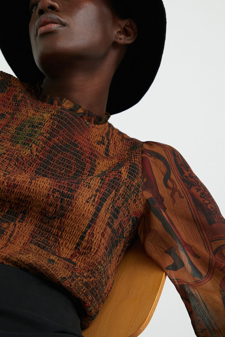 Blouse nid d'abeille imprimée | Desigual