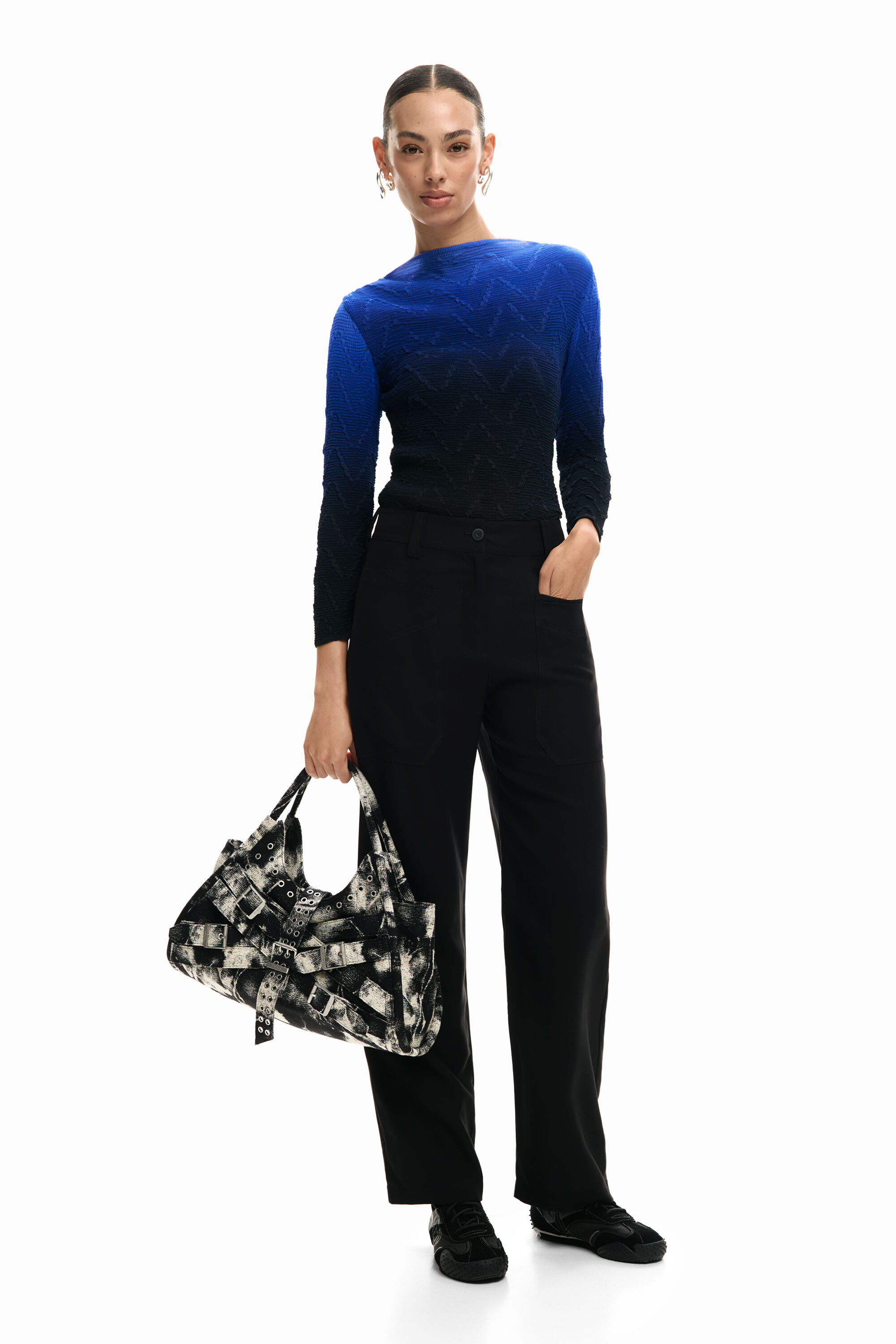 Desigual Rechte broek met zakken - BLACK