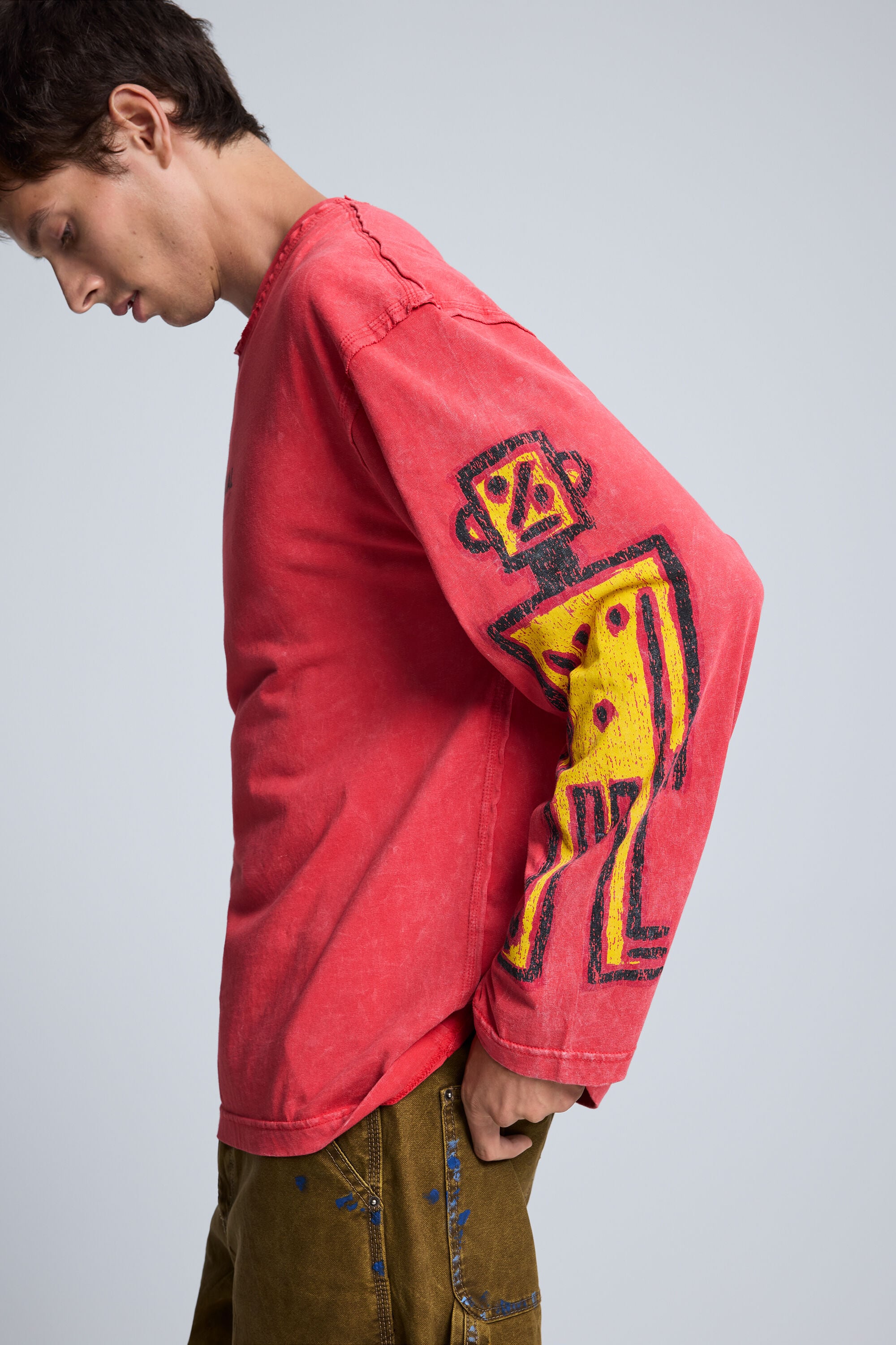 T-shirt met lange mouwen van katoen - RED - M