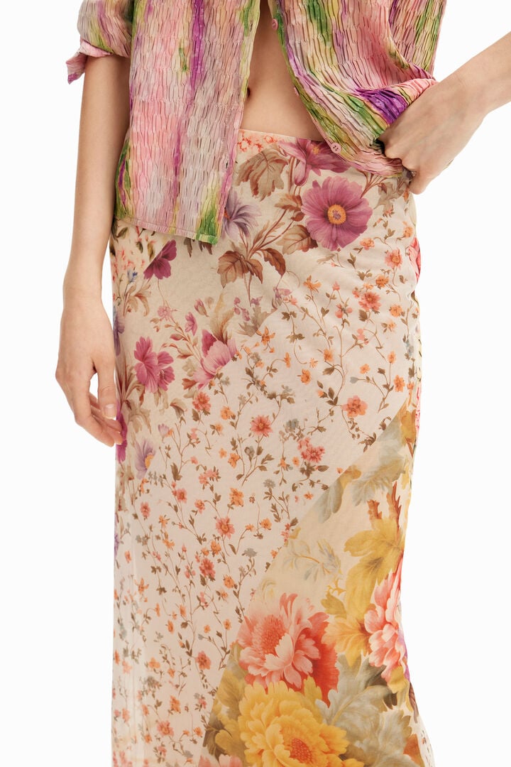 Falda midi parcheada floral | Desigual
