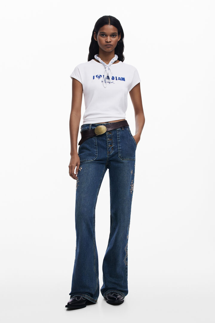 Embroidered flare jeans