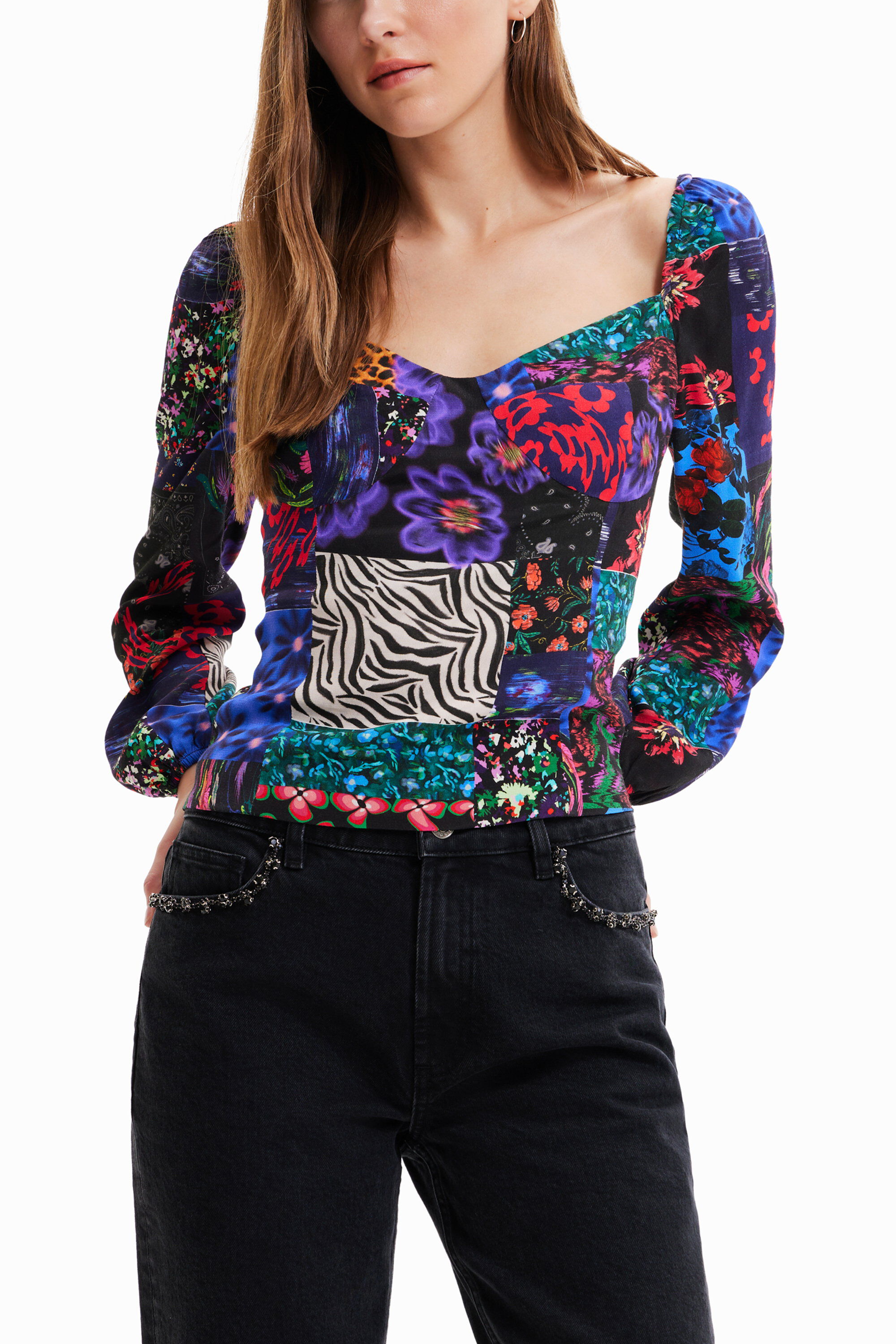 Desigual Patchwork corset blouse