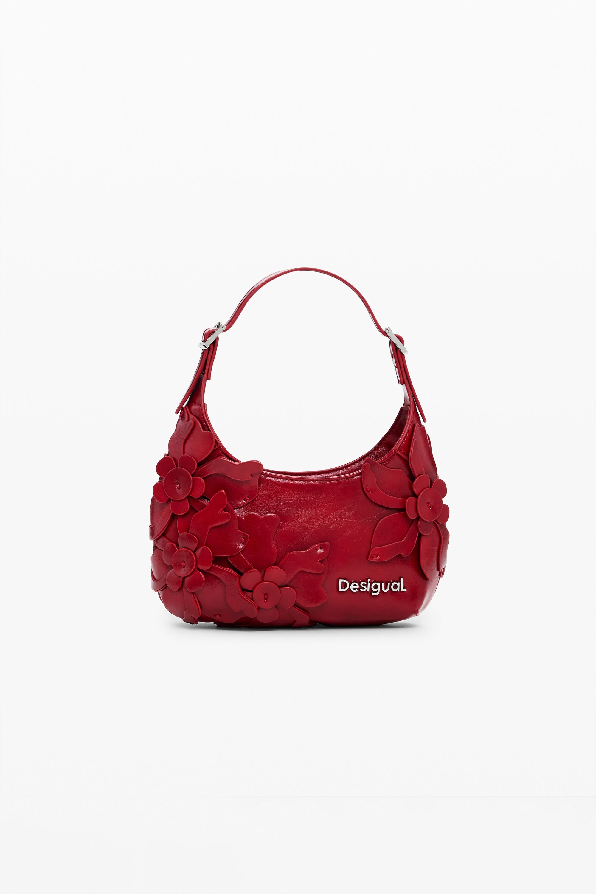 Desigual, Small shiny floral appliqué bag, Polyurethane, Red, U
