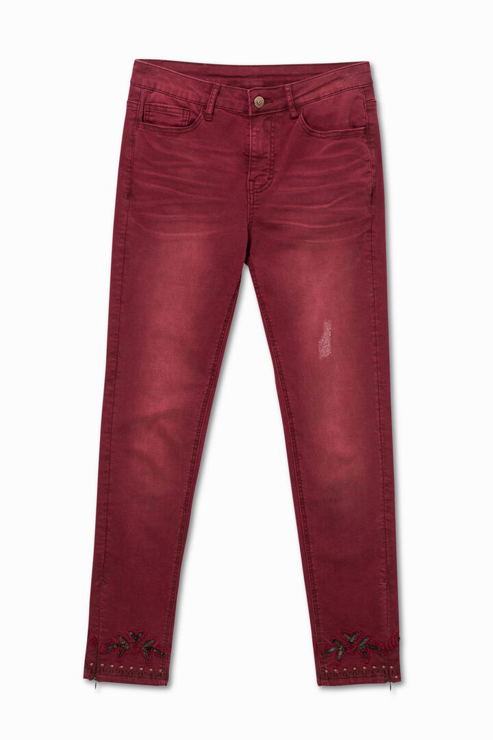 Skinny floral embroidery jeans | Desigual