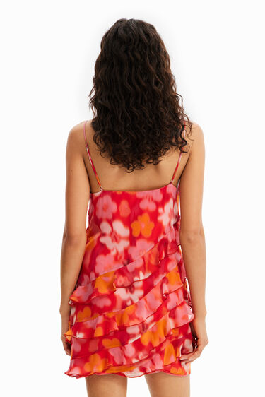 Vestido corto floral volantes | Desigual