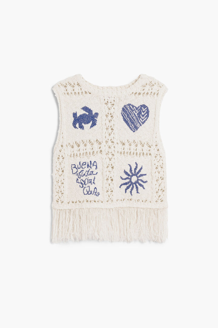 Crochet sweater with fringes | Desigual