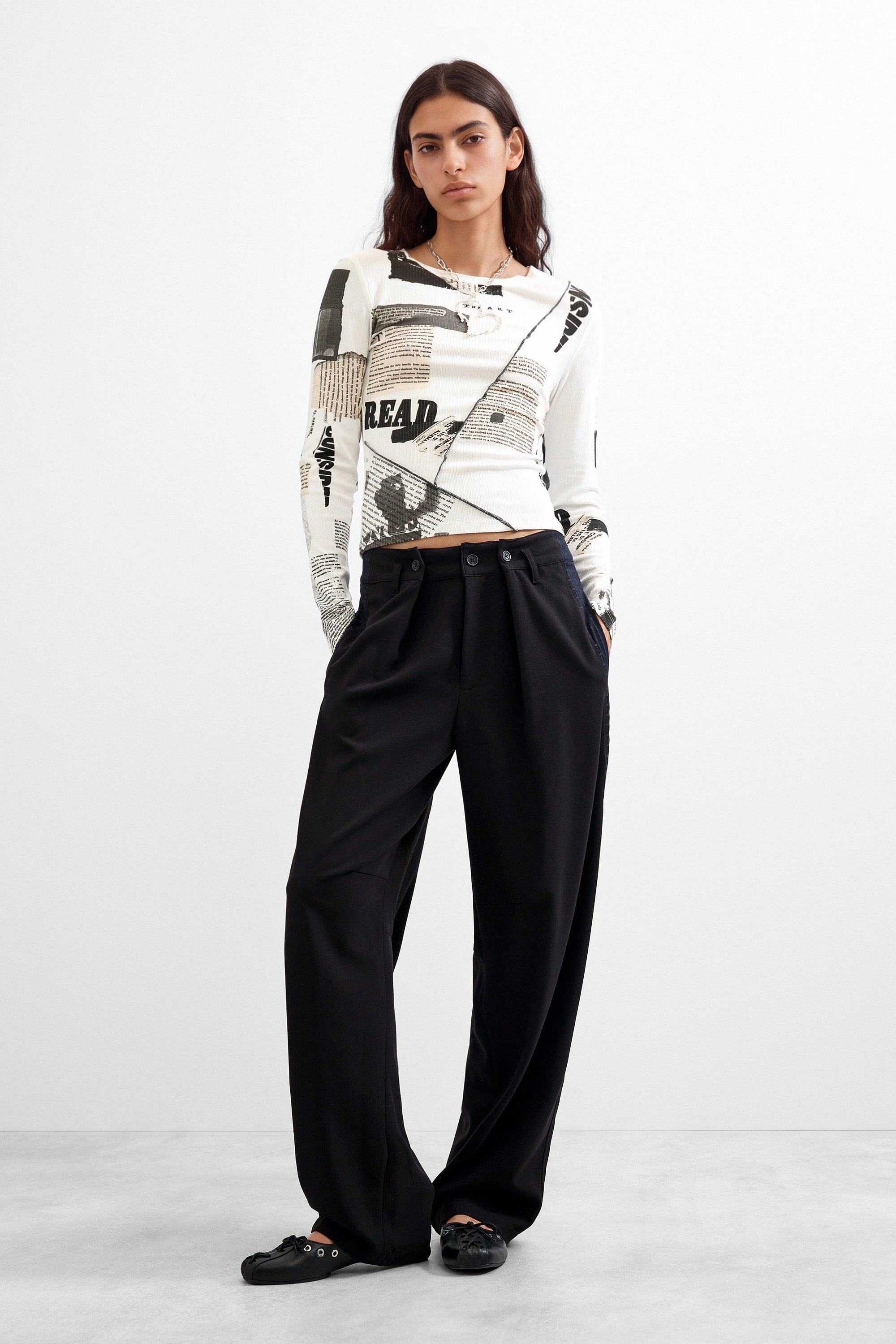 Straight long trousers - BLACK - S - Image 1