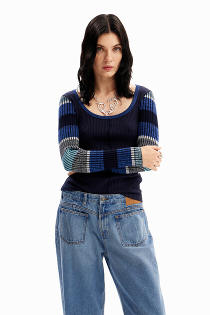 Striped long-sleeve T-shirt