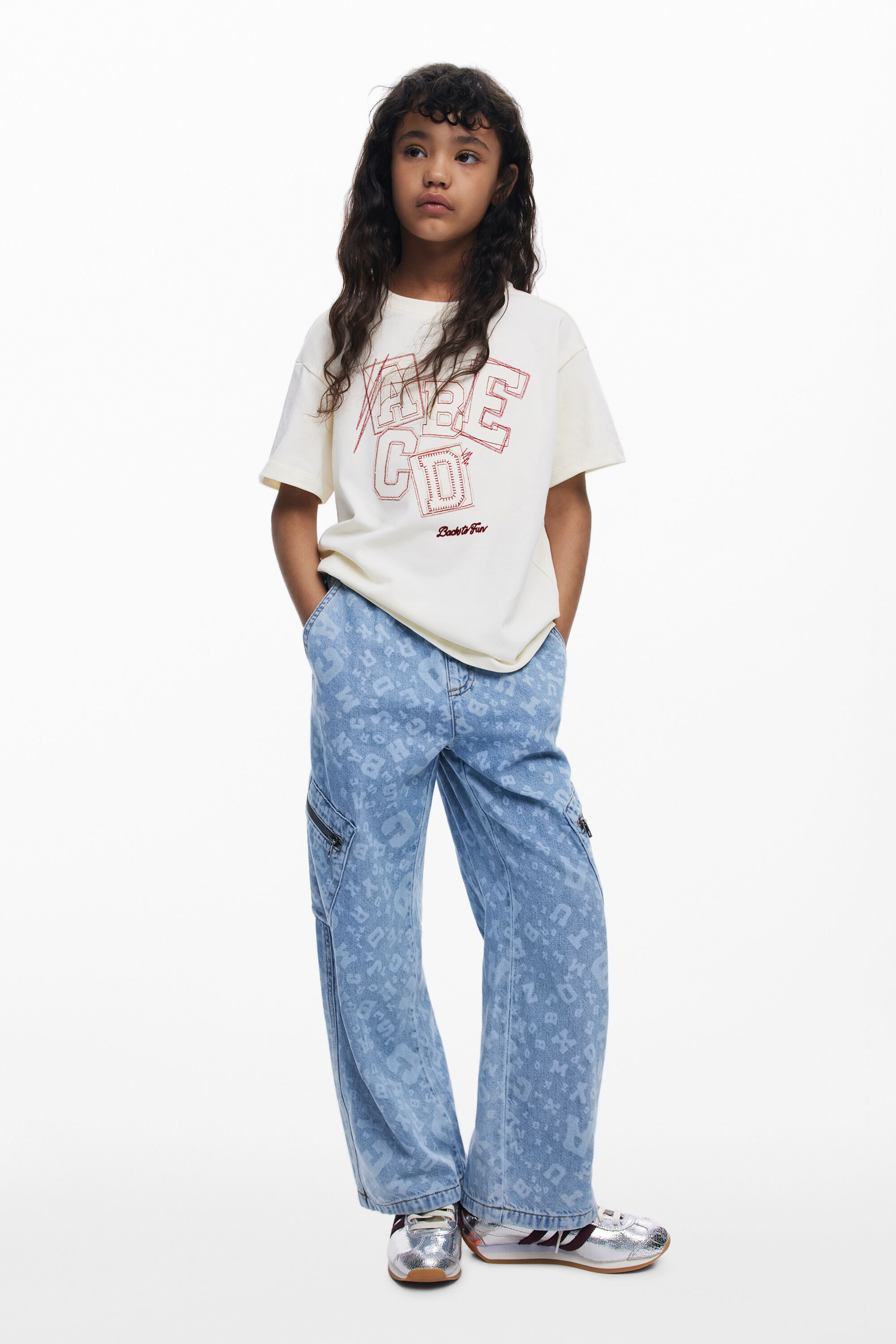 Baggy-Jeans mit Print