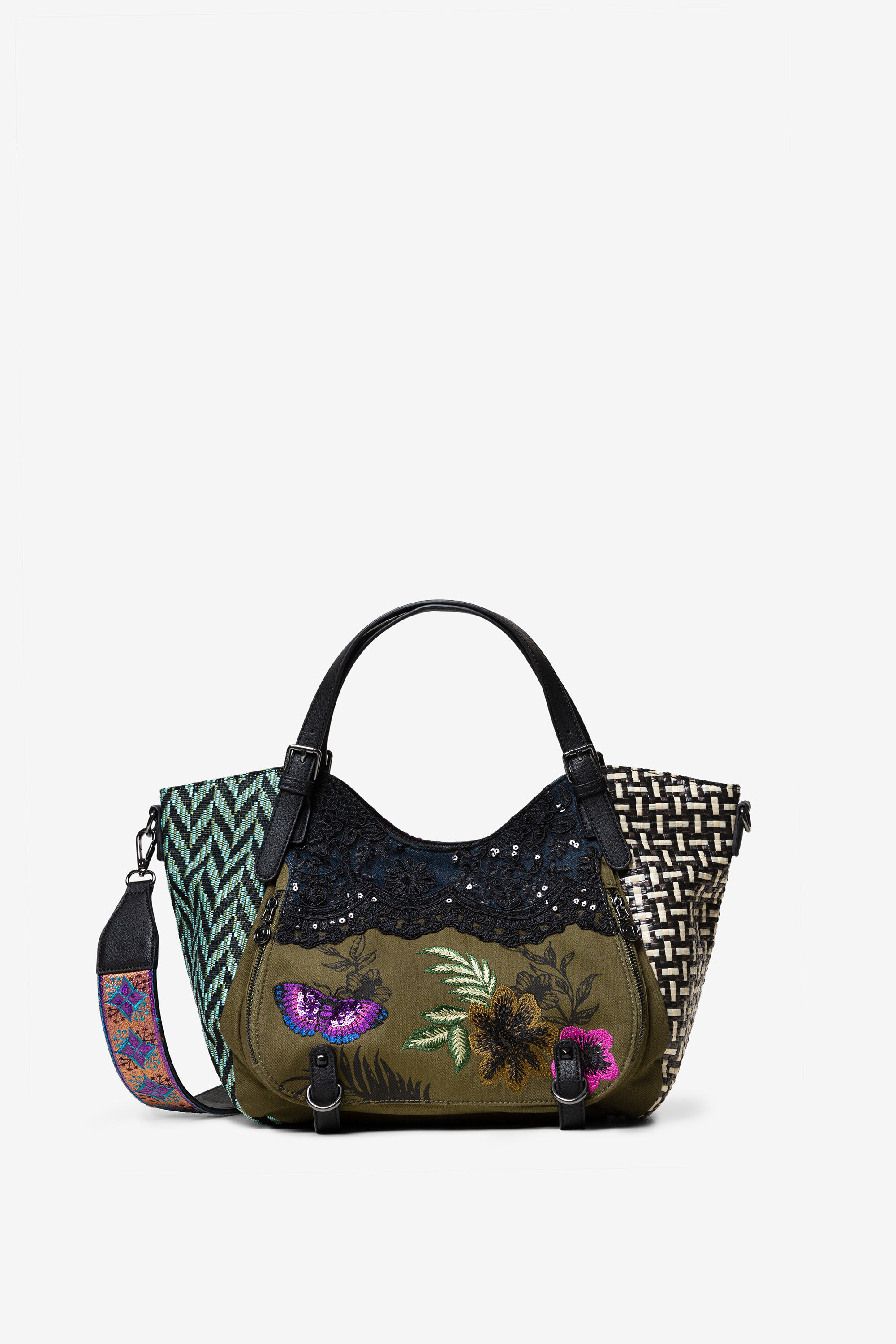 Grand sac patchwork de tissus et textures