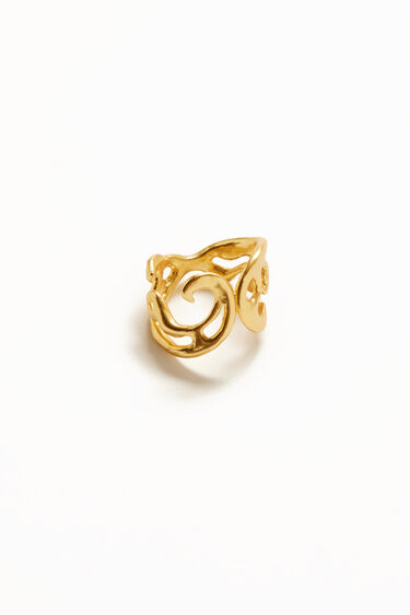 Anillo formas orgánicas baño oro Zalio | Desigual