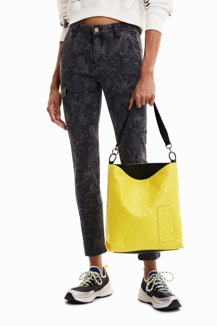 Large geometric bucket bag | Desigual