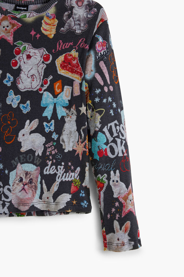 Camiseta manga larga gatos | Desigual