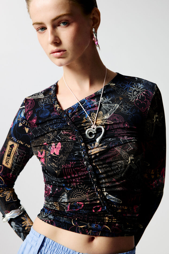 Camiseta fruncida grafitti | Desigual