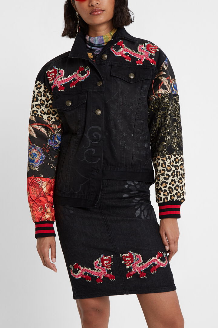 Patch sleeves denim trucker jacket | Desigual