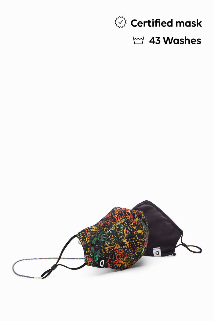 Mascarilla mariposas + cadenita + funda | Desigual