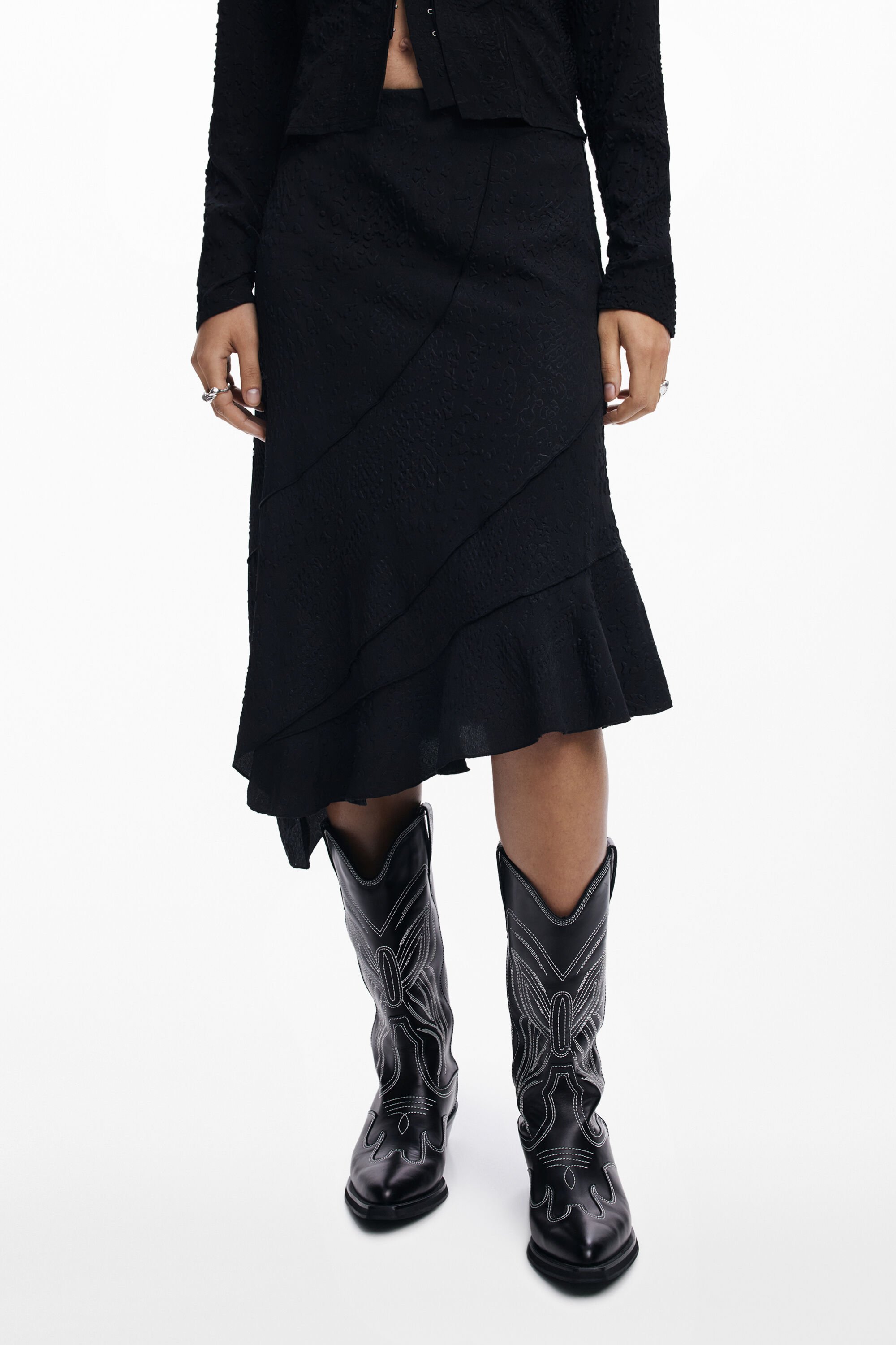 Asymmetric texture skirt Women's I Desigual.com