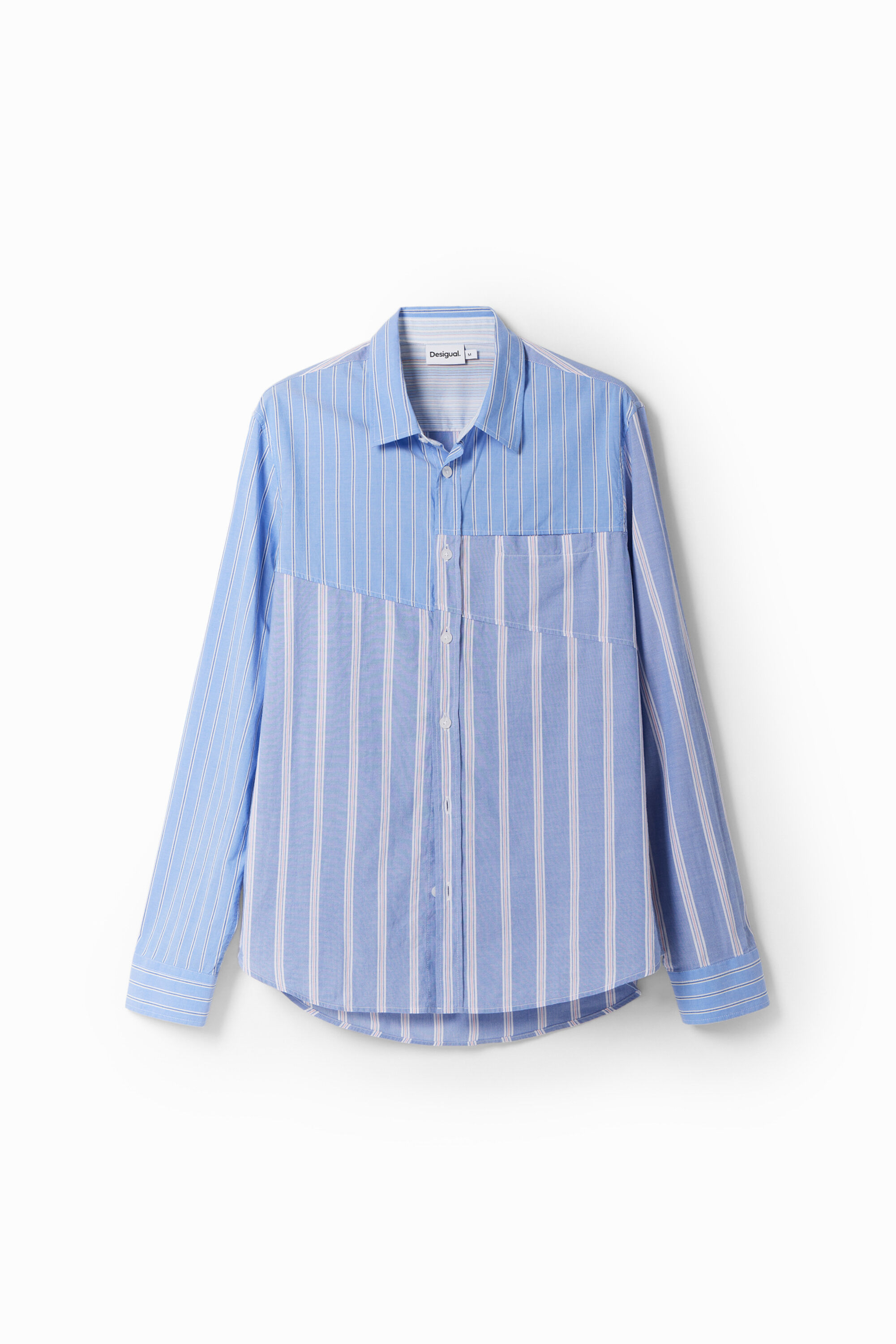 Patchwork striped shirt - BLUE - L