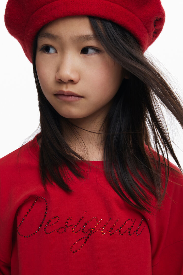 Plain T-shirt with strass logo | Desigual
