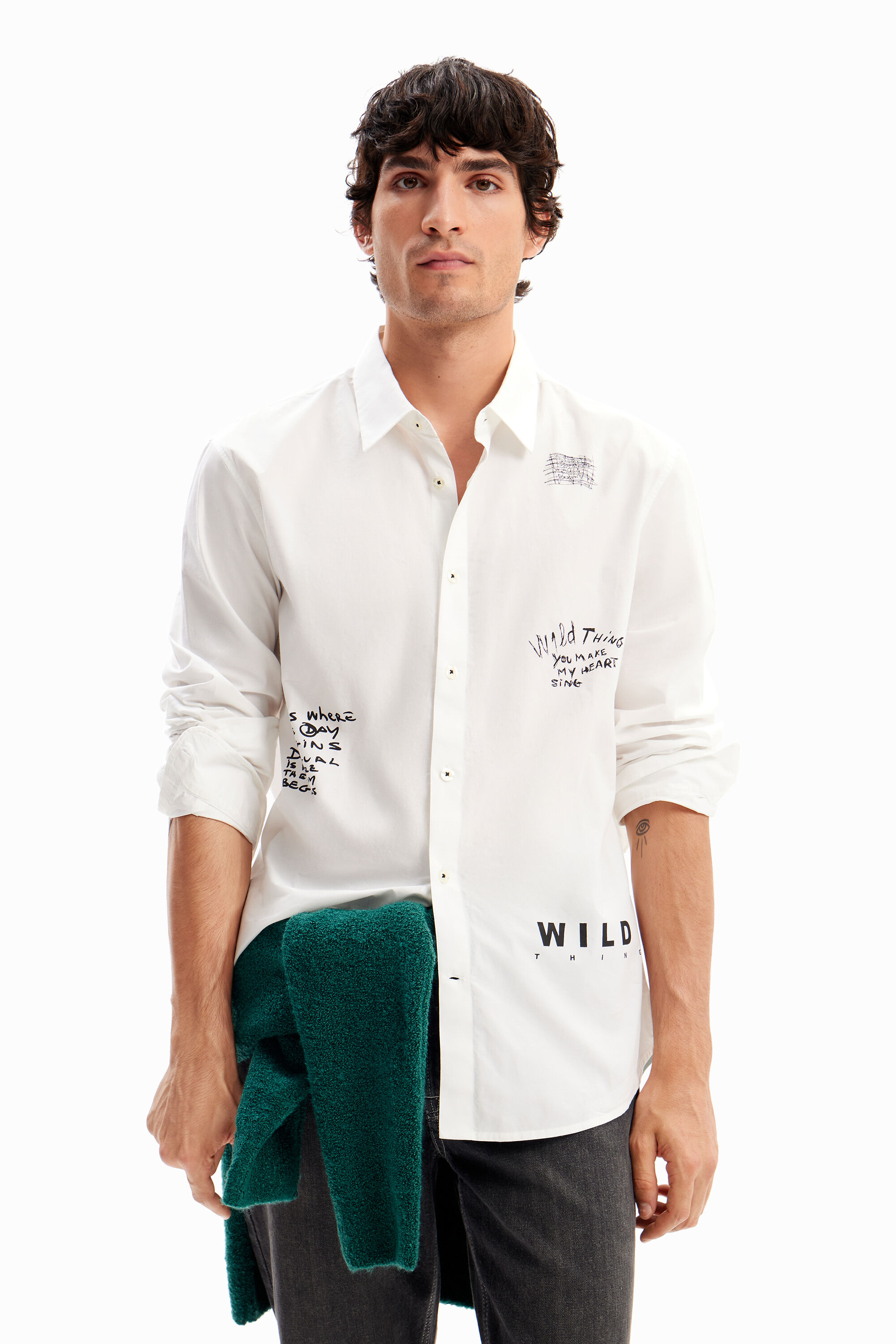 Poplin message shirt - WHITE - XL
