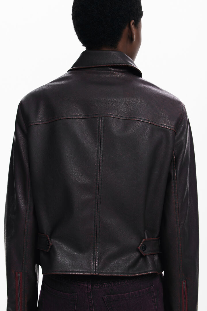Giacca effetto pelle bordeaux | Desigual