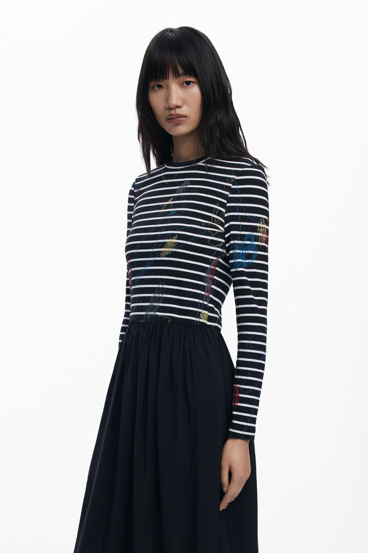 Kleid mit Streifen kombiniert | Desigual