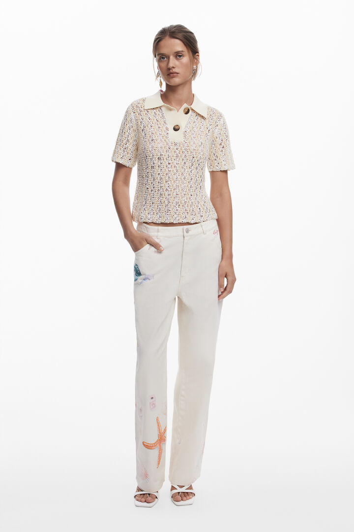 Crochet polo top | Desigual
