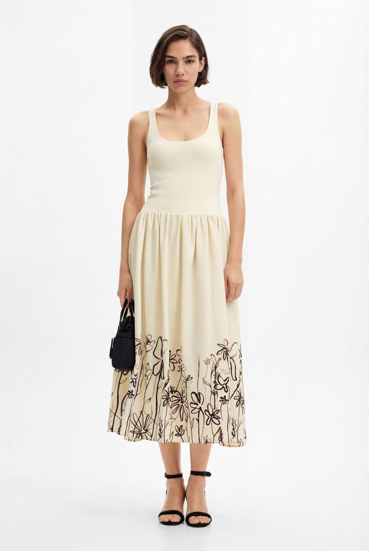 Vestido midi evas&eacute; flores | Desigual
