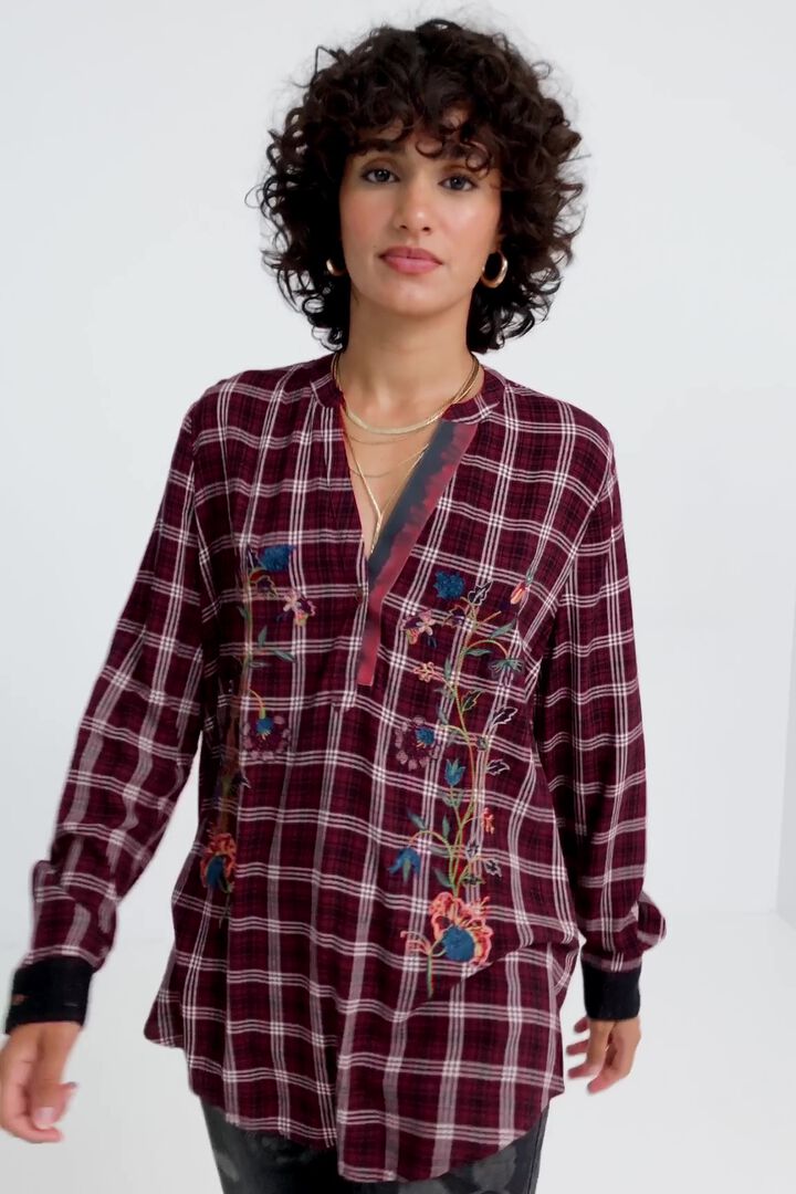 Tartan blouse embroideries | Desigual
