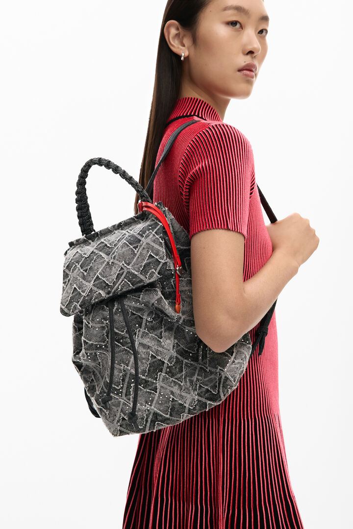 Small denim zigzag backpack | Desigual