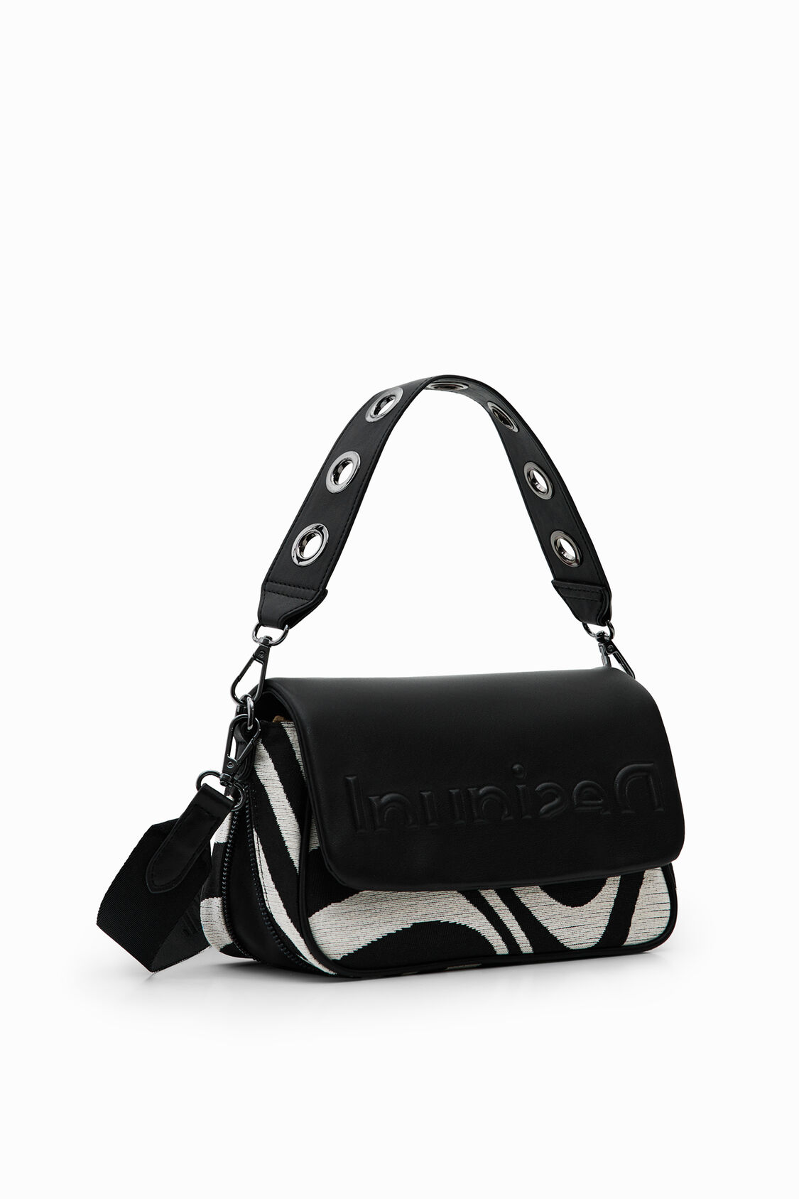 Petit sac à bandoulière demi-logo zébré