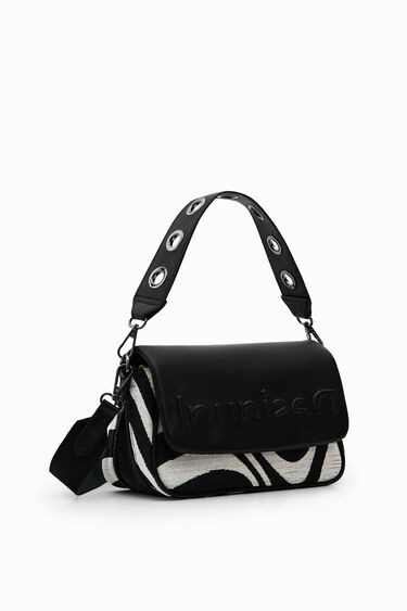 Small half-logo zebra crossbody bag | Desigual