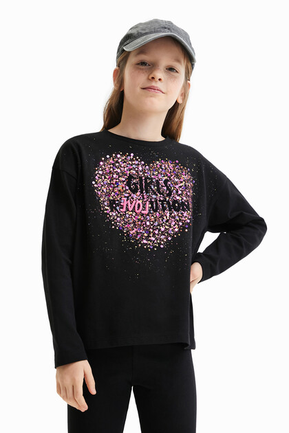 Koszulka z cekinami i motywem plam z farby z efektem splatter
