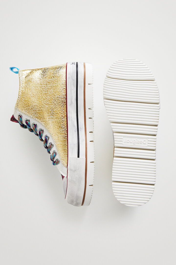 Sneakers altas plataforma patch floral | Desigual