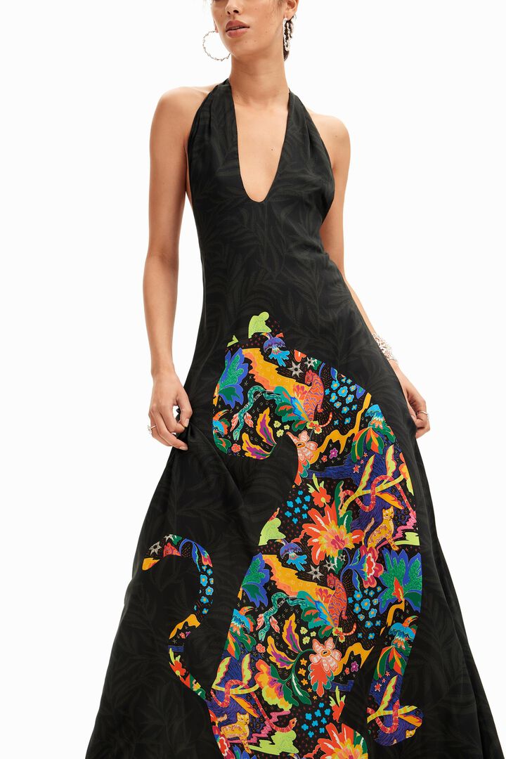 Maxi robe dos nu dessins jungle | Desigual