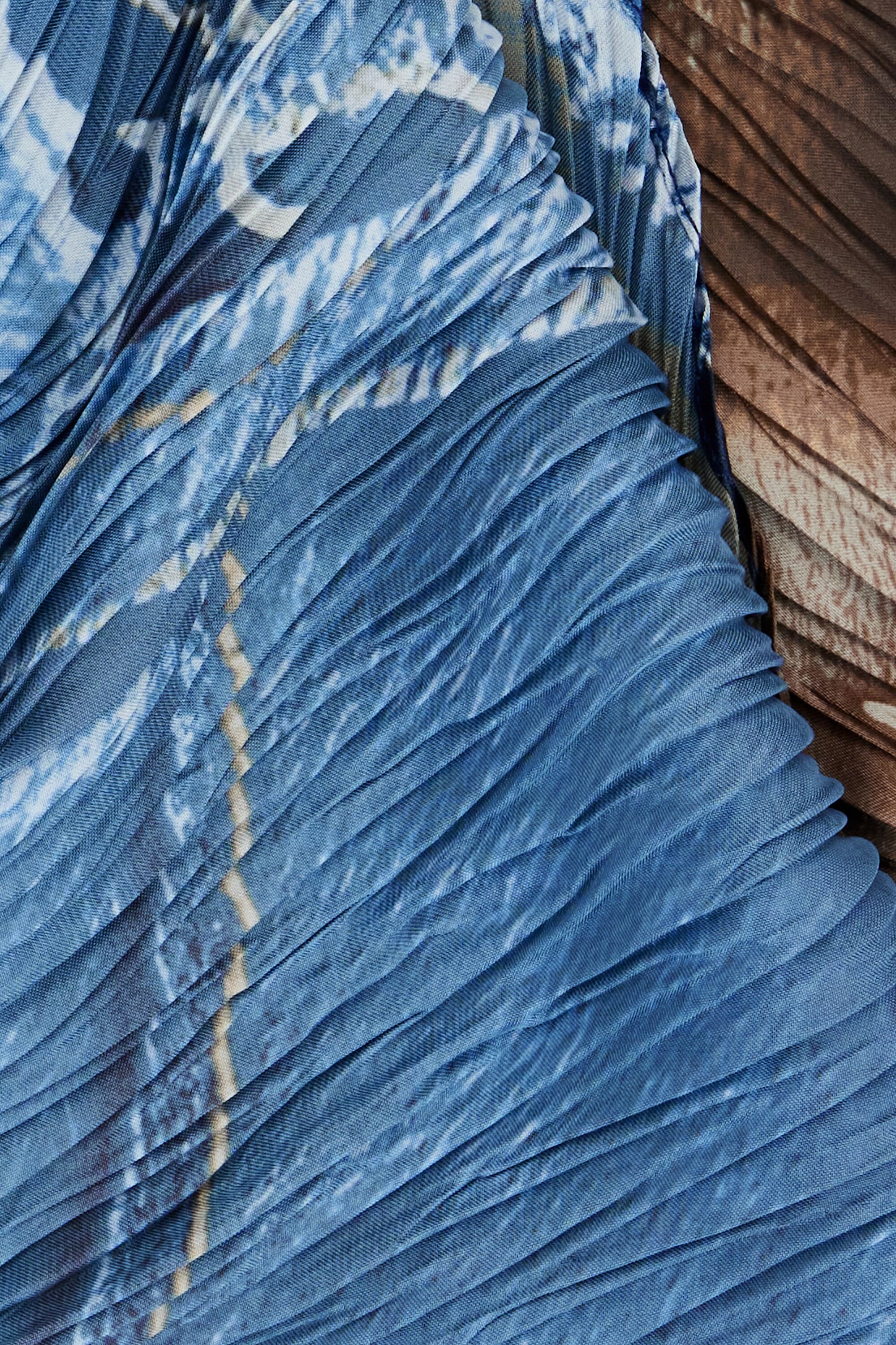 Desigual Photo Scarf In Blue
