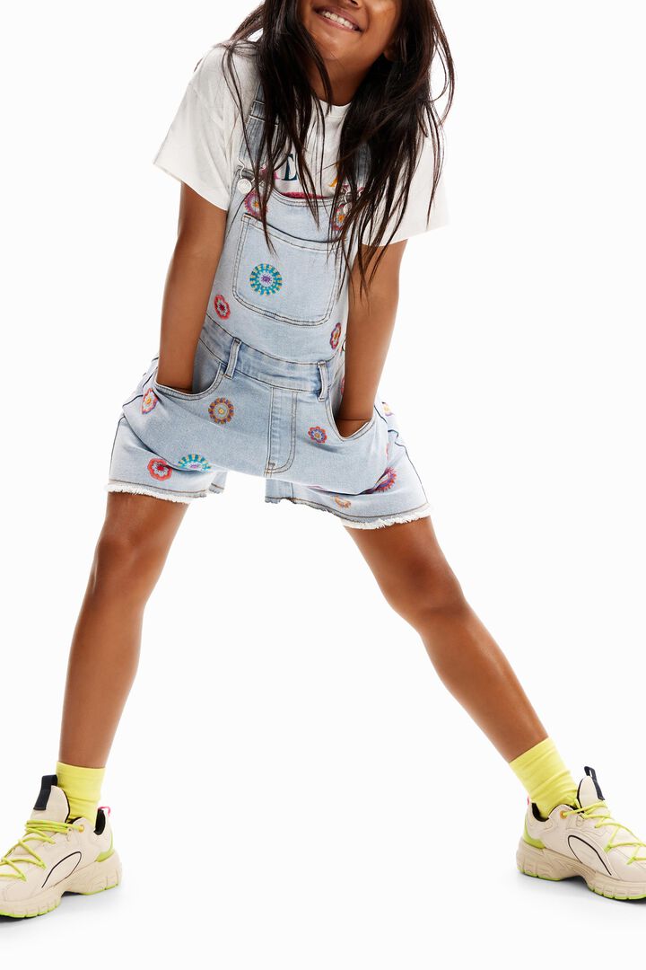 Embroidered denim dungarees | Desigual