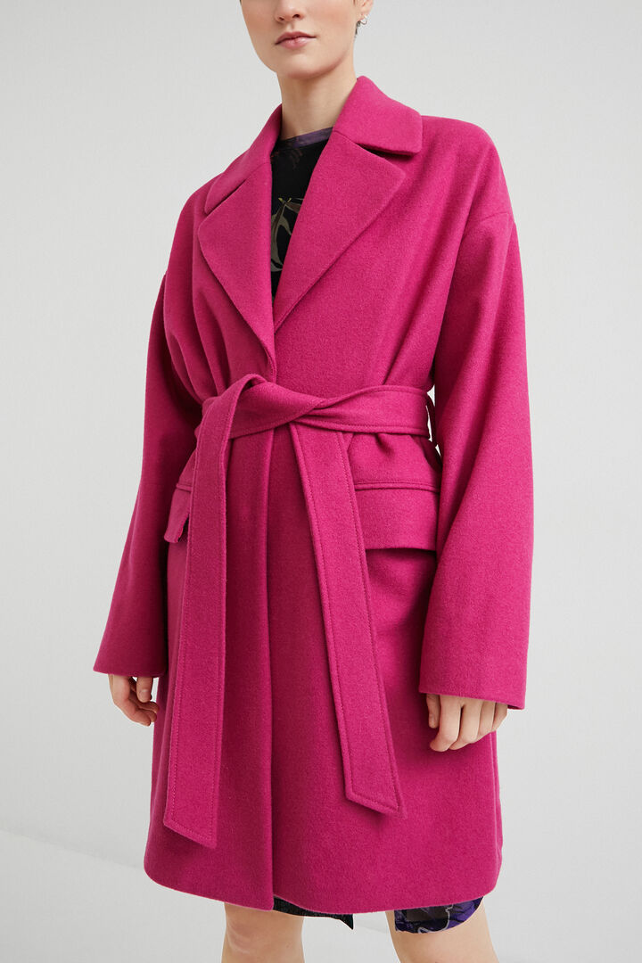 3/4 wool coat belt | Desigual