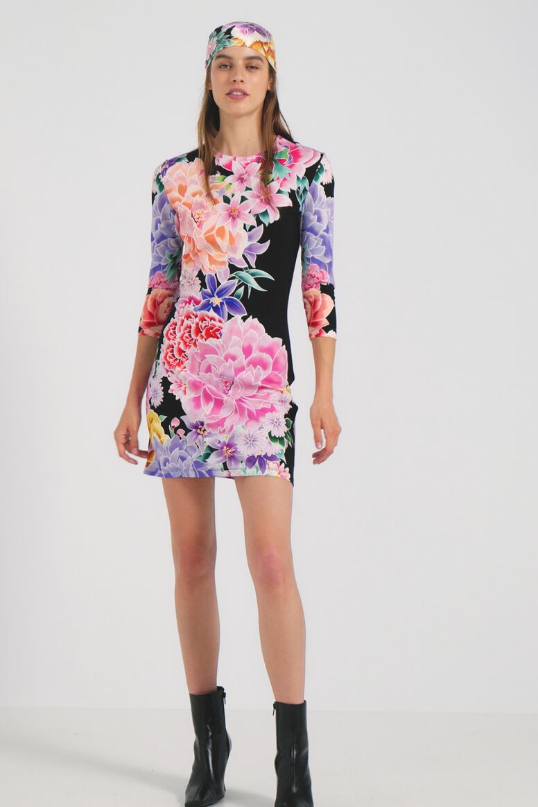 Floral slim short dress | Desigual.com