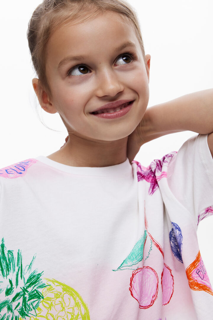 Cropped T-shirt with stamps | Desigual