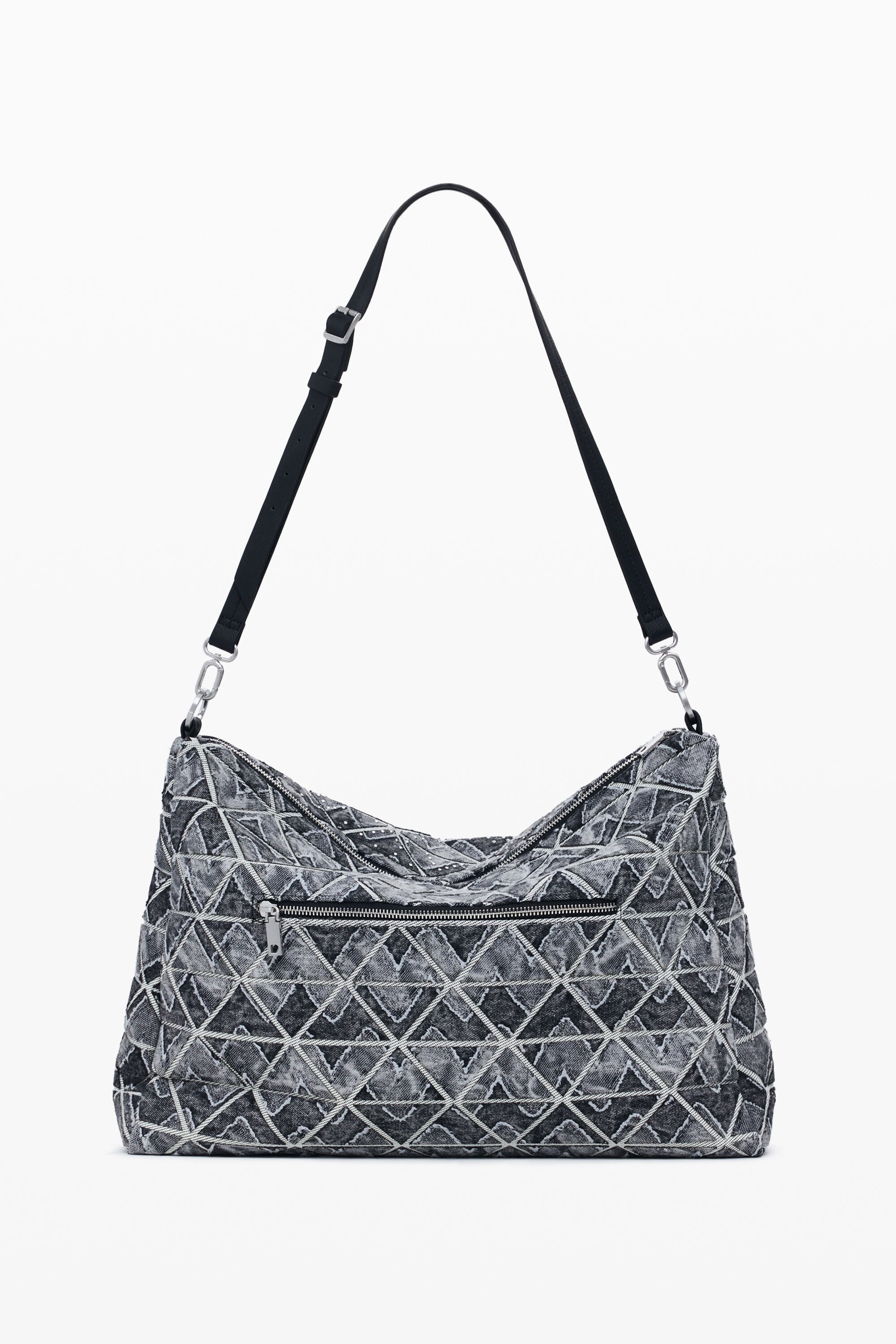 Large denim zig zag bag gray women's accessories I Desigual.com