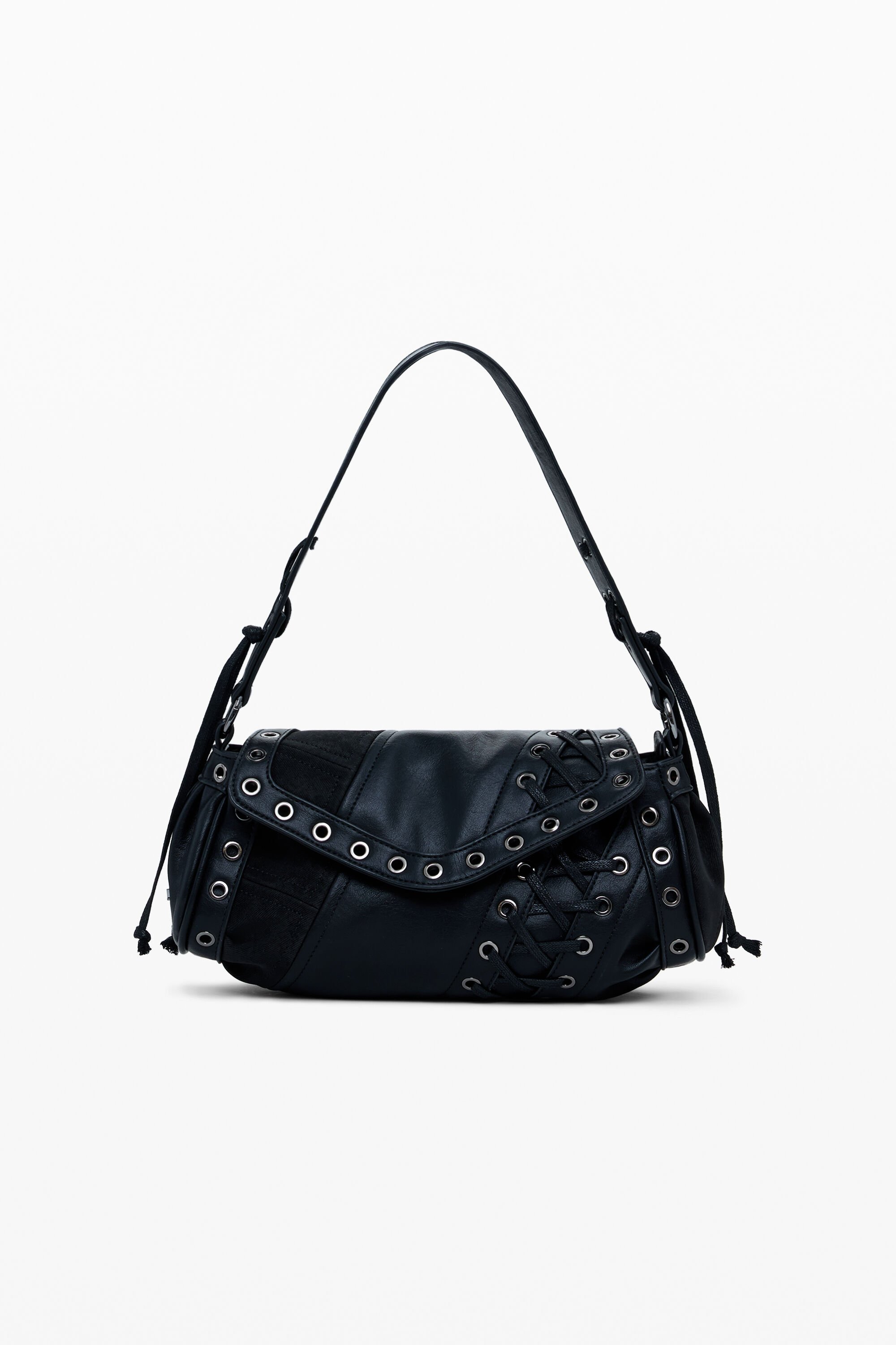 Desigual Medium faux leather patch bag - BLACK