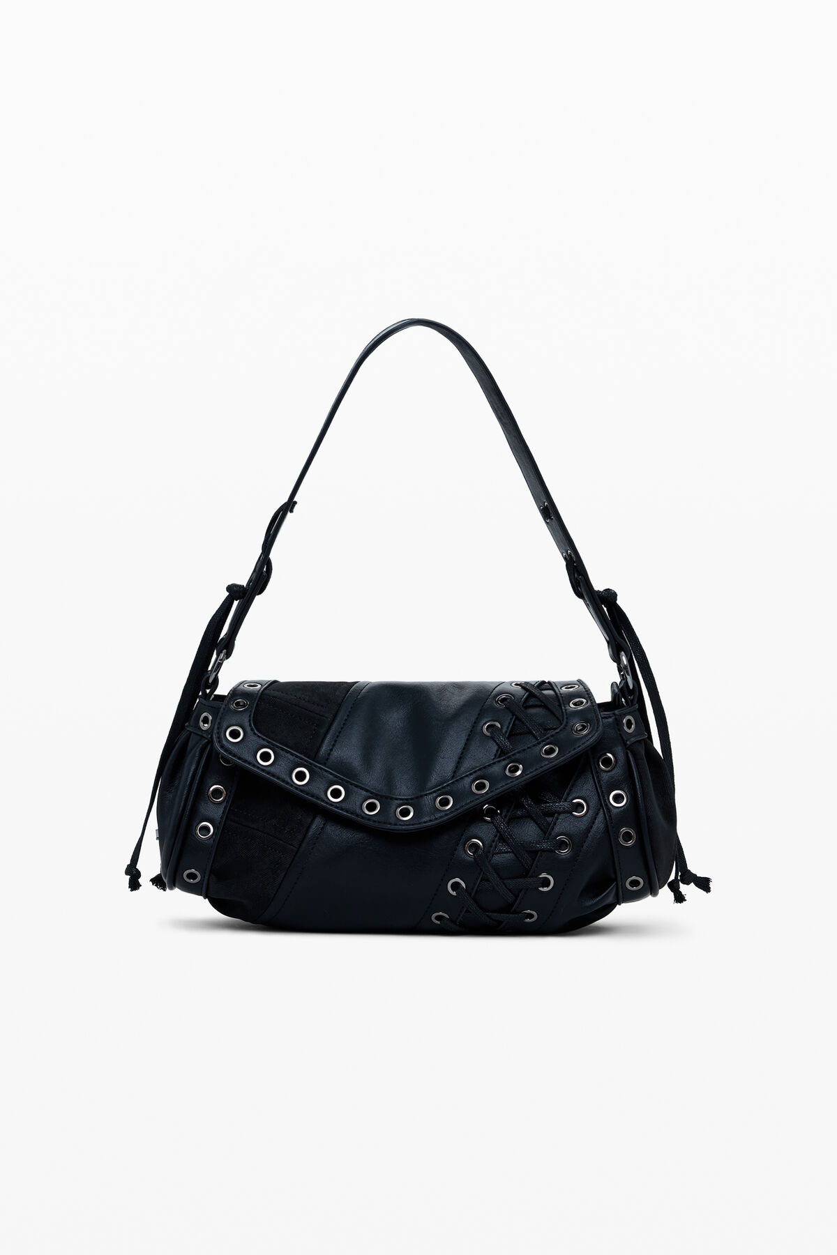 Medium faux leather patch bag