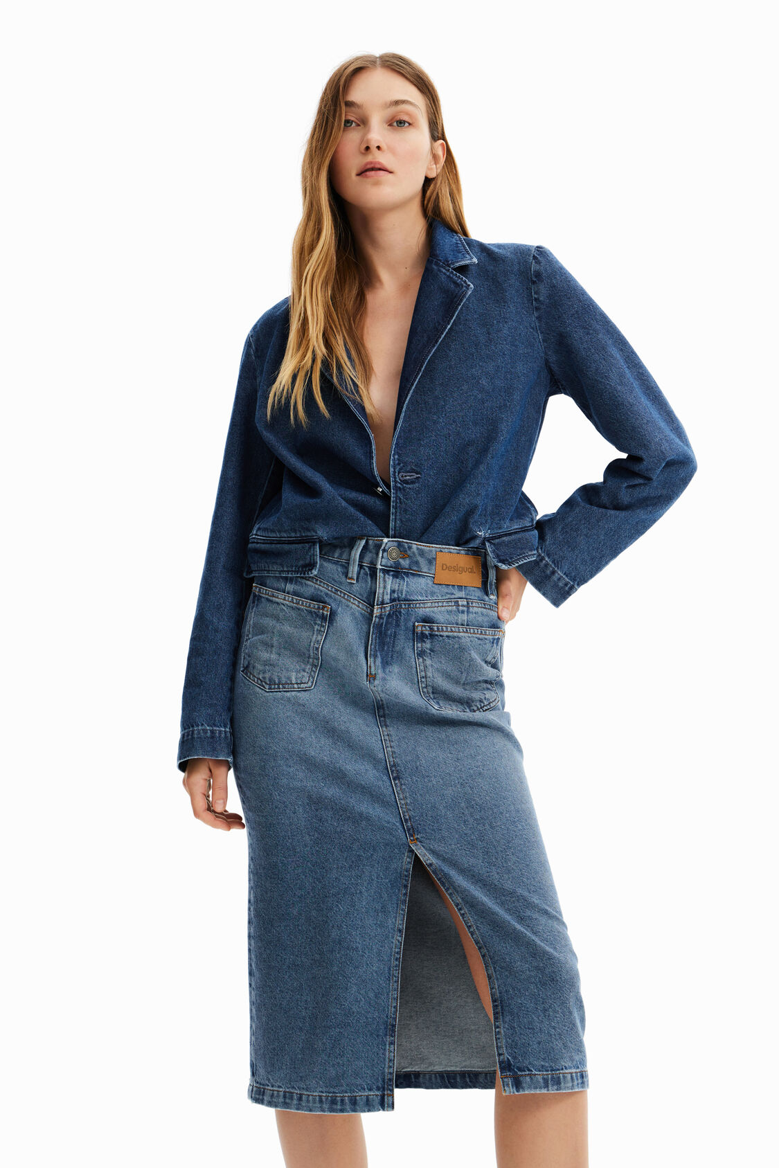 cebolla voz Actor Falda midi Circular Denim de mujer I Desigual.com