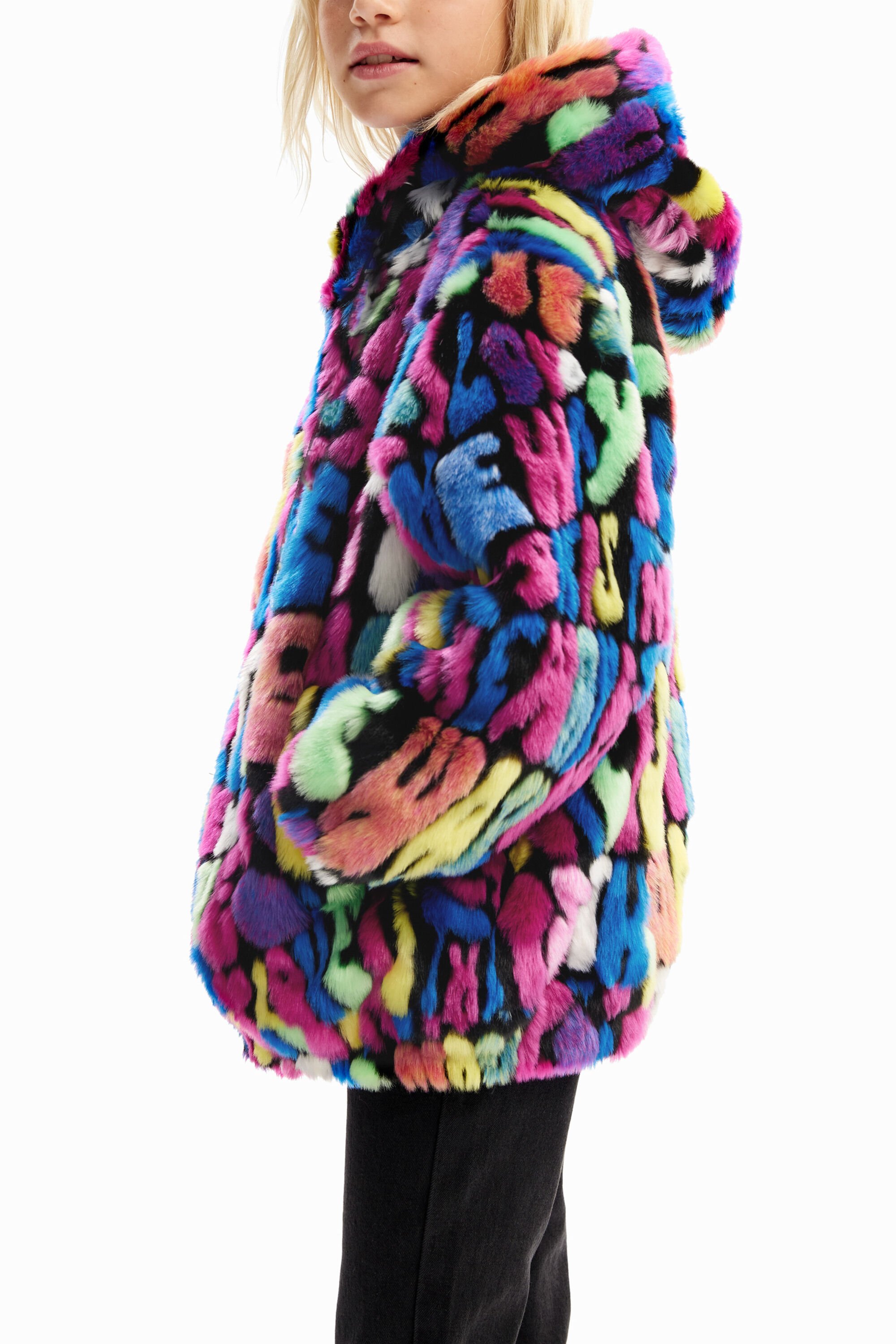 Girls' Multicolour fur-effect jacket I Desigual.com