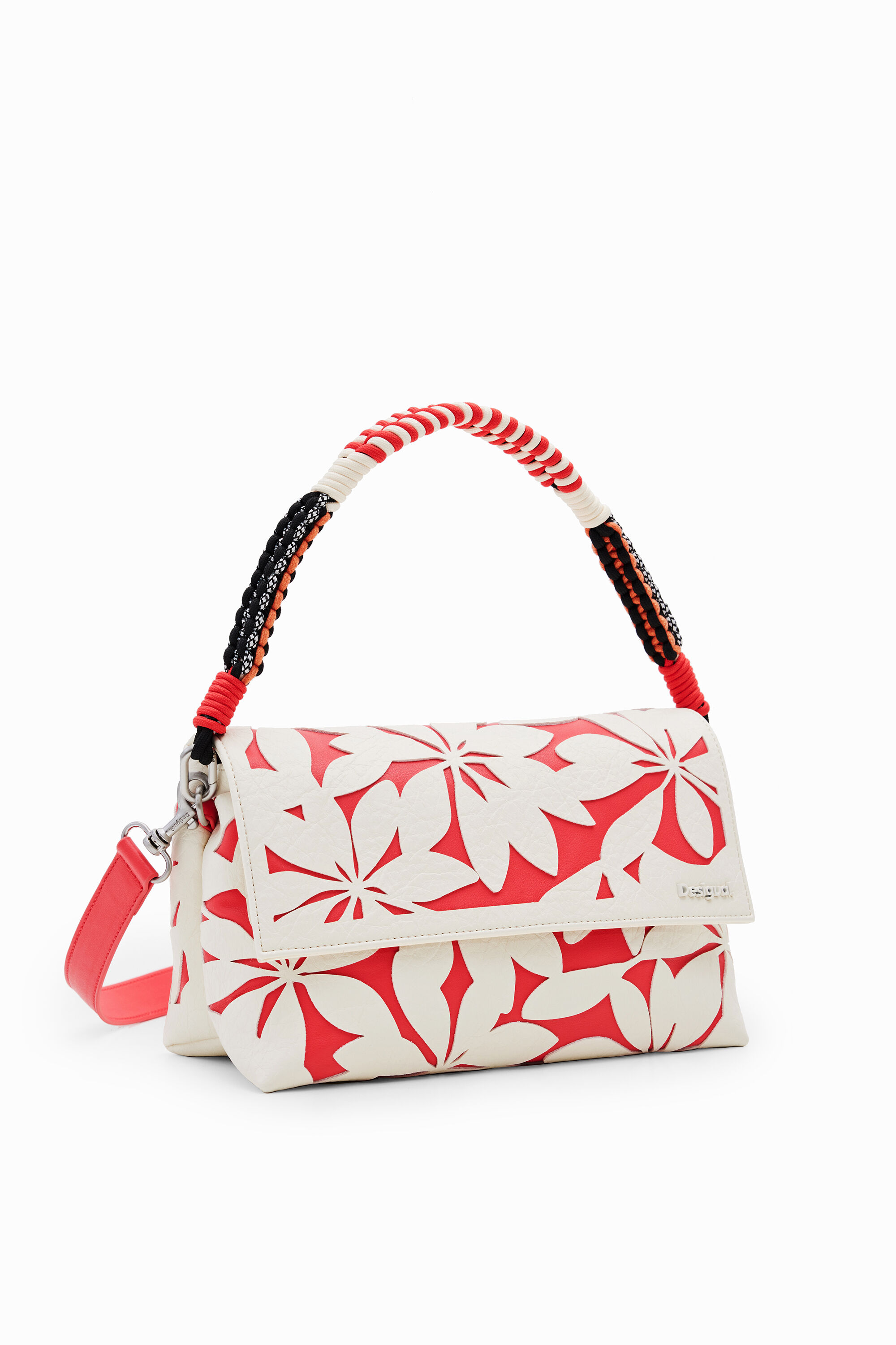 Desigual M Die-cut Floral Crossbody Bag In Orange