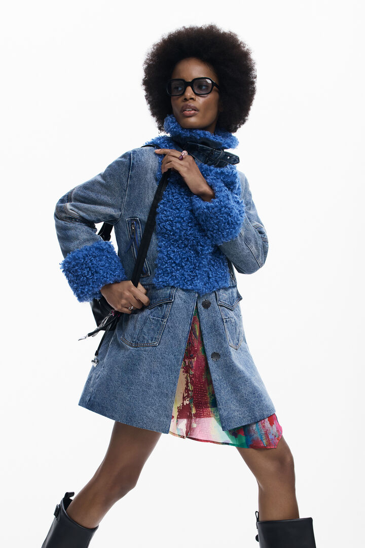 Abrigo híbrido denim pelo | Desigual