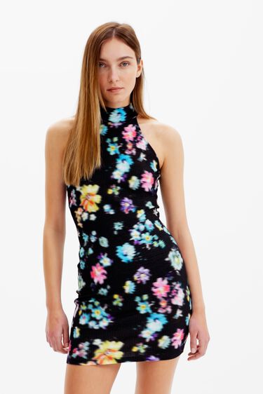 Vestido corto cuello halter | Desigual